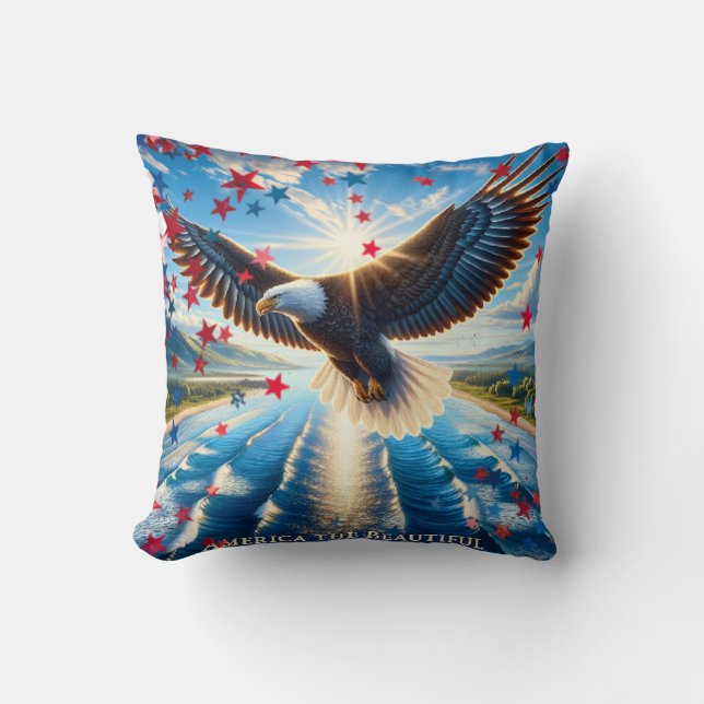 Amerika, den vackra patriotiska USA Dekorativ kudd Kudde (Framsida)