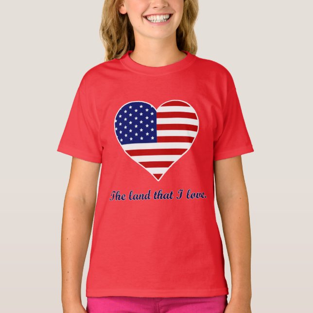 Amerika Det Land Jag älskar T Shirt (Framsida)