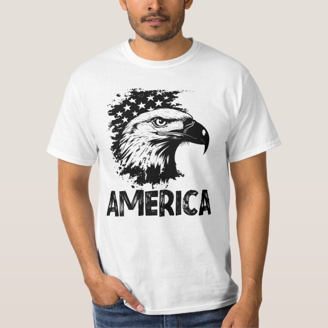 Amerika, Eagle Flagga USA Manar T Shirt (Framsida)