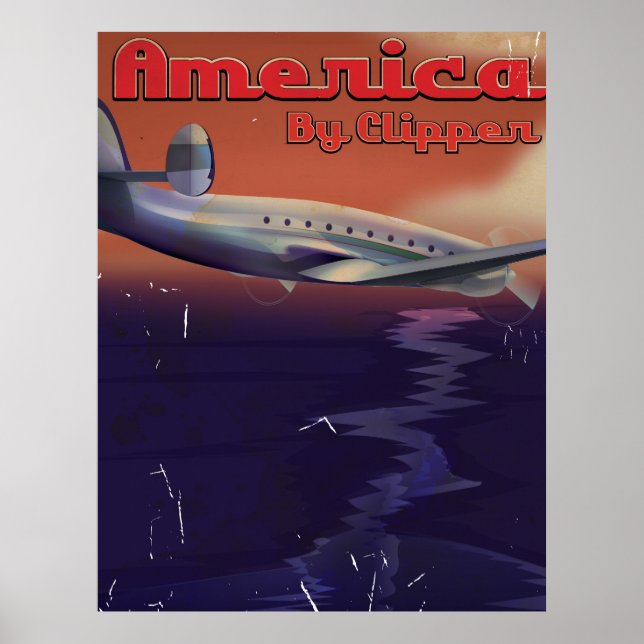 Amerika efter Clipper vintage resor poster (Framsidan)