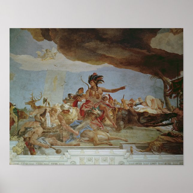 Amerika, en av de fyra kontinenterna poster (Framsidan)