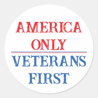 Amerika endast veteraner först - version 01 runt klistermärke