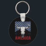 Amerika Est 1776 Cow Skull Funny 4:e juli Nyckelring<br><div class="desc">Amerika Est 1776 Cow Skull Funny 4:e juli</div>