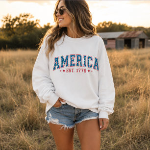 Amerika Est. 1776 Patriotisk Vintage Tröja