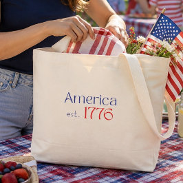 Amerika est 1776 Typografi 250 Födelsedag Blå Röd Jumbo Tygkasse