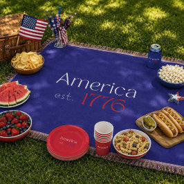 Amerika est 1776 Typografi 4 juli Blå Filt