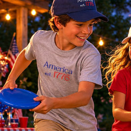 Amerika est 1776 Typografi 4 juli Grå Barn T Shirt