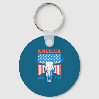 Amerika est 1776 vintage tjur skalle flagga 4 juli nyckelring