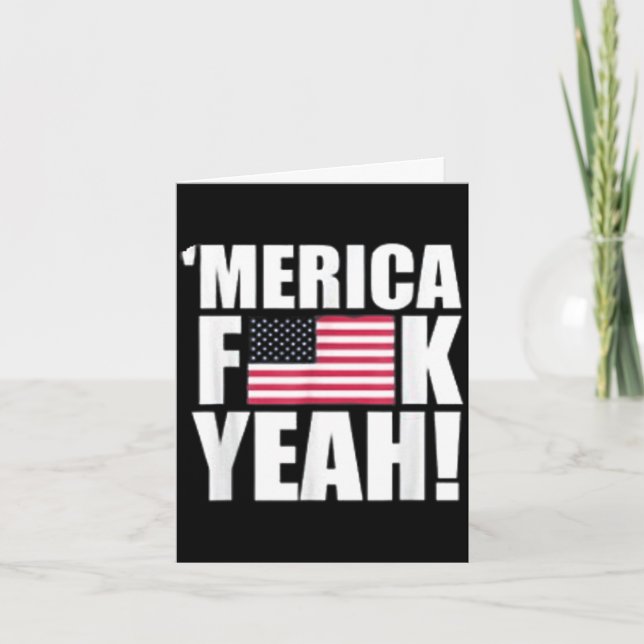 Amerika f yeah fjärde 4 juli  kort (Framsida)