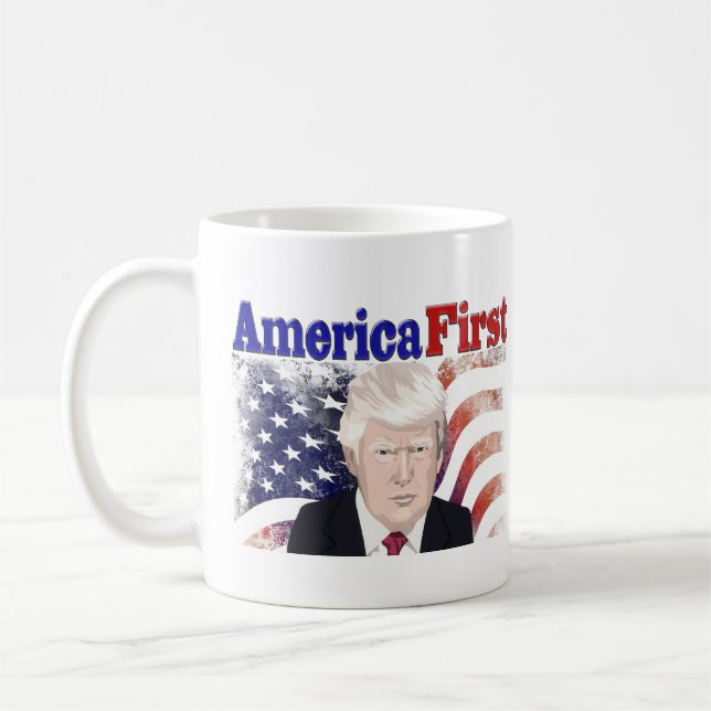 Amerika First Trump stars och stripes Kaffemugg (Vänster)