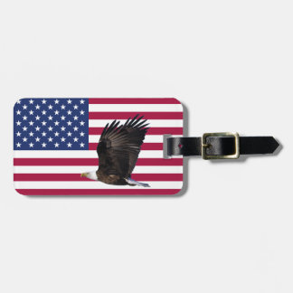 Amerika flagga med märkren för örnpersonligbagage bagagebricka