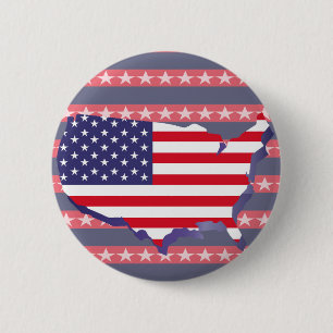 Amerika Flagga och Karta Stars och stripes Knapp