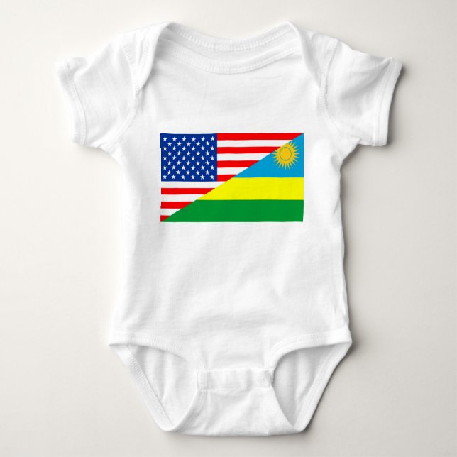 Amerika för flagga för land för USA rwanda halvt T-shirt (Framsida)