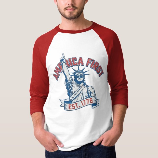 AMERIKA FÖRST - Est. 1776 T Shirt (Framsida)