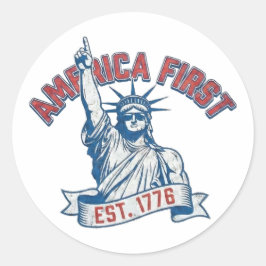 AMERIKA FÖRST - Grundad 1776 Runt Klistermärke