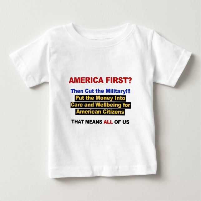 Amerika först? Klipp sedan ut militären Tee Shirt (Framsida)