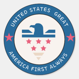 Amerika först logoklistermärke runt klistermärke