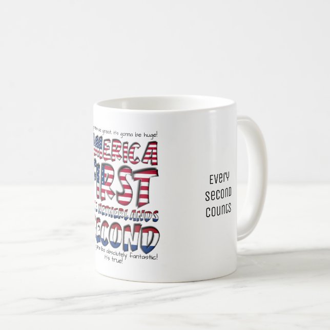 Amerika först Nederländernas andra typografi Kaffemugg (Framsida höger)