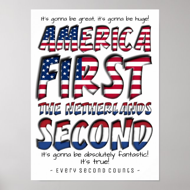 Amerika först Nederländernas andra typografi Poster (Framsidan)