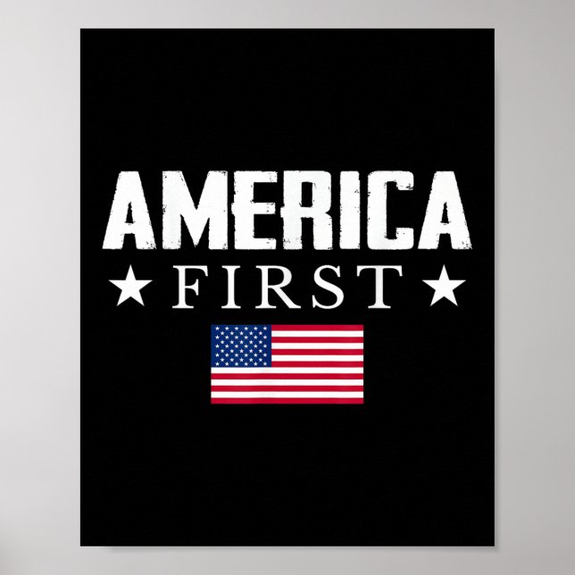Amerika först USA flagga Poster (Framsidan)