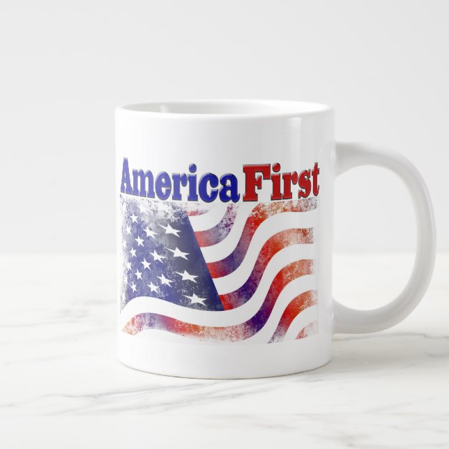 Amerika Första stars och stripes, halv text Jumbo Mugg (Höger)