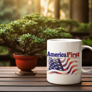 Amerika Första stars och stripes, halv text Kaffemugg