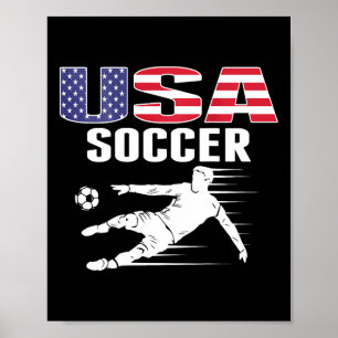 Amerika Fotboll Fans Tröja Usa Flagga Stöd Fot Poster