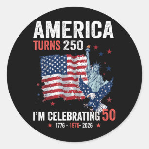 Amerika Fyller 250 Firar 50 Patriotiska Runt Klistermärke