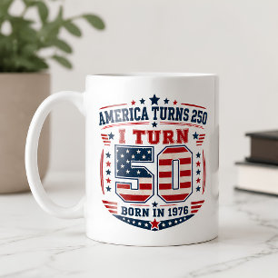 Amerika fyller 250 jag fyller 50 född 1976 patriot kaffemugg