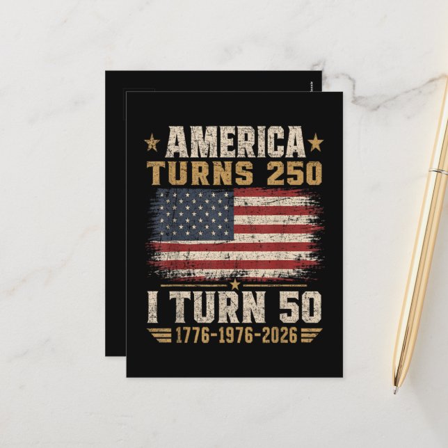 Amerika fyller 250 jag fyller 50 helg vykort (Fram/Back In Situ)