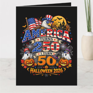 Amerika fyller 250 jag fyller 50 rolig Halloween 2 Kort
