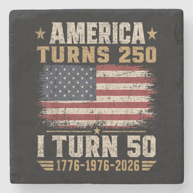 Amerika fyller 250 jag fyller 50 stenunderlägg (Framsidan)