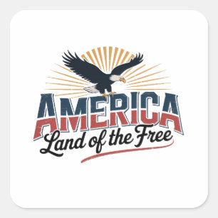 Amerika - Gratis med majestiskt öre Fyrkantigt Klistermärke