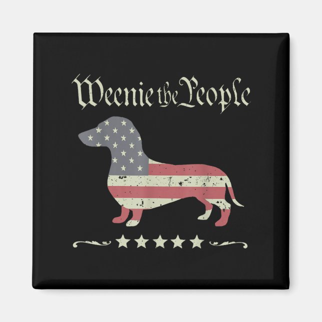 Amerika Hund Dachshund Vintage Weenie Folket Magnet (Framsidan)