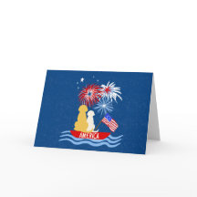 AMERIKA Hundar 4:e juli Nattkort