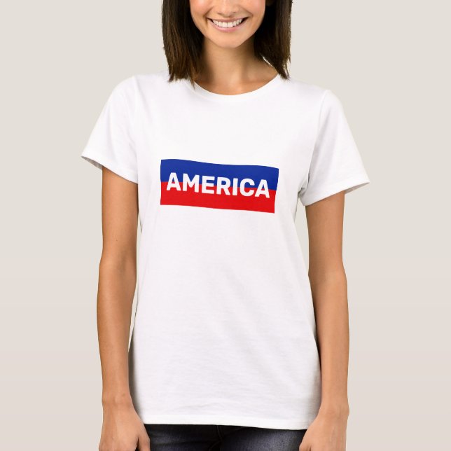 Amerika i Blue & Red Rand T-Shirt (Framsida)