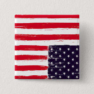 Amerika i Distress Upside Up Down Flagga Knapp