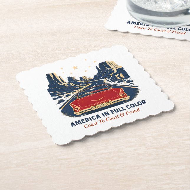 Amerika i full färg Coaster Underlägg Papper (Vinklad)