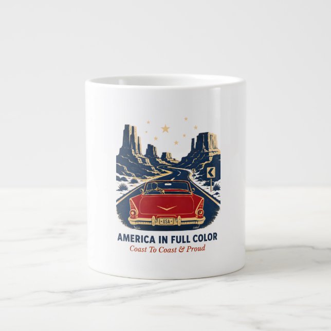 Amerika i full färg kaffemugg jumbo mugg (Framsidan)