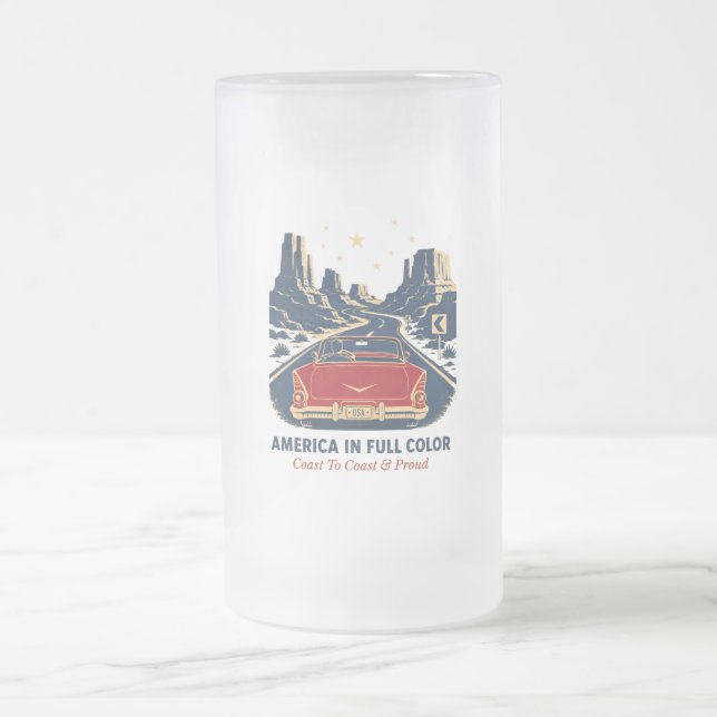 Amerika i full färg ölmugg frostat ölglas (Center)