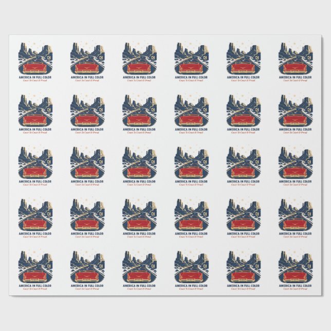 Amerika i full färg presentpapper (Platt)