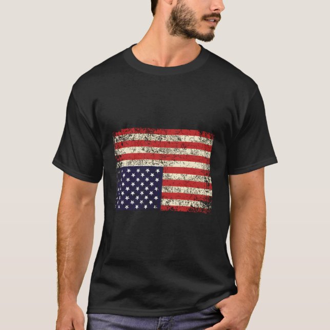 Amerika i nöd upp och ned på Flagga T Shirt (Framsida)