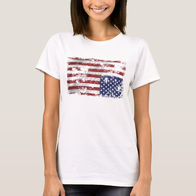 Amerika i nöd - upp och ned på Flagga T Shirt (Framsida)