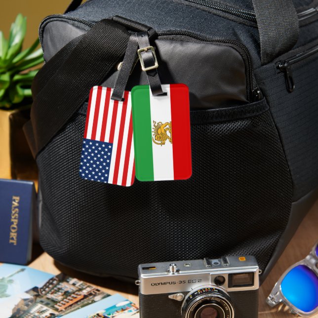 Amerika Iran Landsflaggor Resa Bagagebricka (Fram & Baksida)