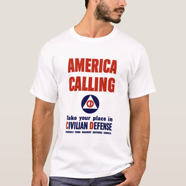 Amerika kalla -- Civilt försvar T-shirt (Framsida)