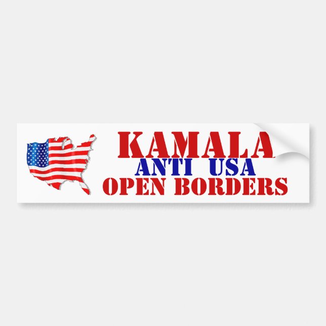 AMERIKA KAMALAS ÖPPNA GRÄNS ANTI USA! Flagga Bildekal (Framsidan)
