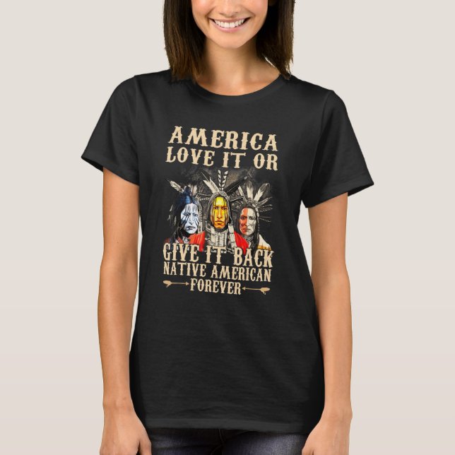 Amerika Kärlek eller Ge tillbaka amerikanska T Shirt (Framsida)