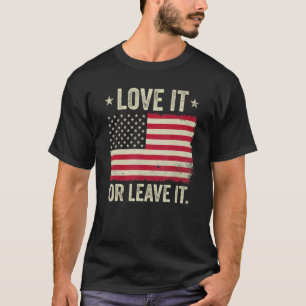 Amerika Kärlek eller Lämna den amerikanska Flagga T Shirt