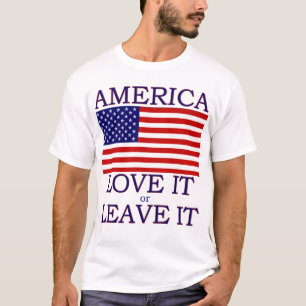 Amerika Kärlek eller Lämna det Flagga Manar T-shir Tee