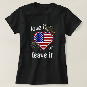 Amerika Kärlek eller Lämna det Heart Flagga T Shirt